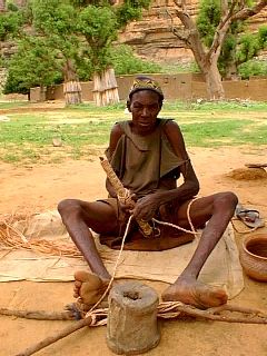 Making rope out of boabab bark